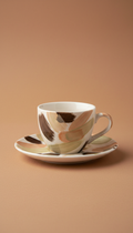 Espresso brushstroke cup and saucer set